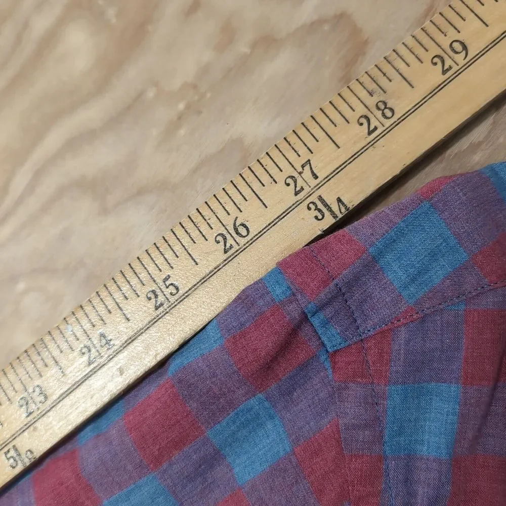 J Crew Shirt Mens L Red Blue Check Slim Button Down Long Sleeve Heatherd Cotton‎